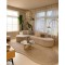 Corner sofa, Beech wood with Velvet fabric -  beige